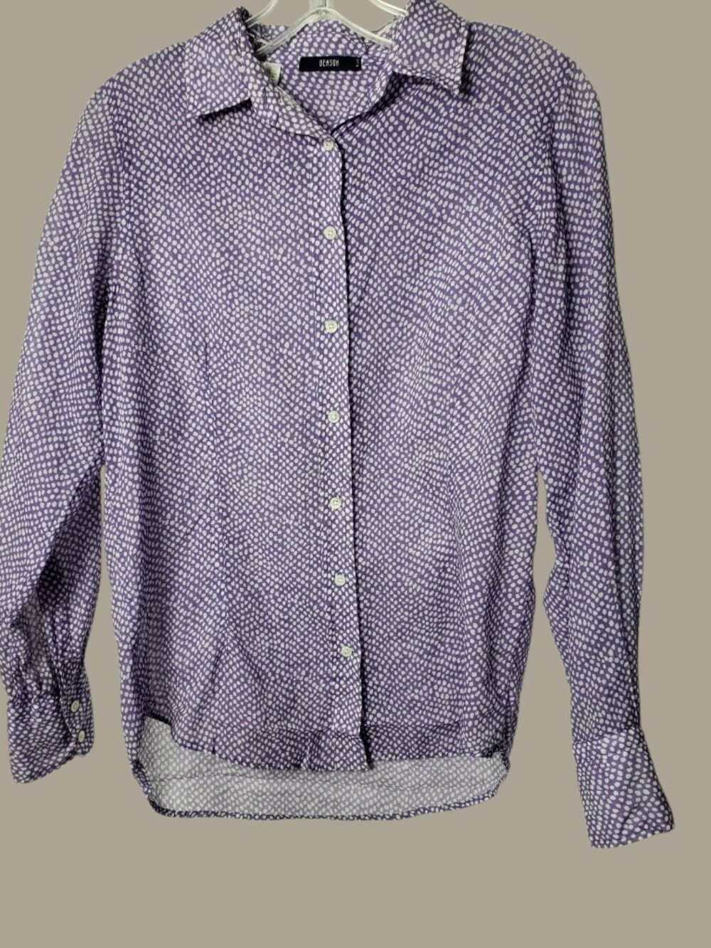 Benson Womens Purple Polka Dot Button-Up Shirt Purple Small - Picture 2 of 10